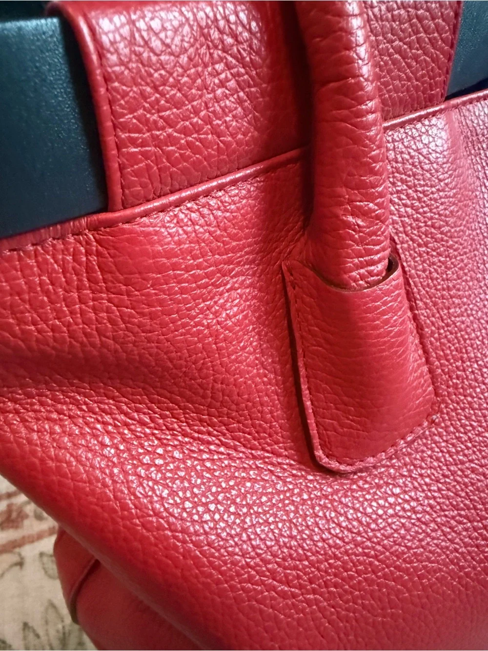 Furla Red Leather Tote with Gold Accent